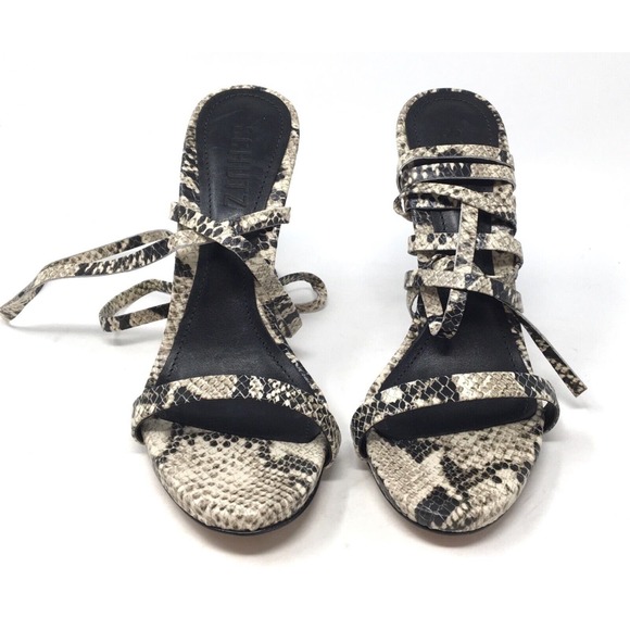 Schutz Cloe Women's Size 5.5 B Natural Snake-Printed Leather Sandals Shoes - Picture 4 of 7